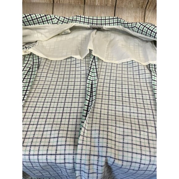 Vtg 70s Women Plaid Jacket Tag Sz 12 Blue Green Polyester Double Knit Mod Retro - Picture 9 of 11